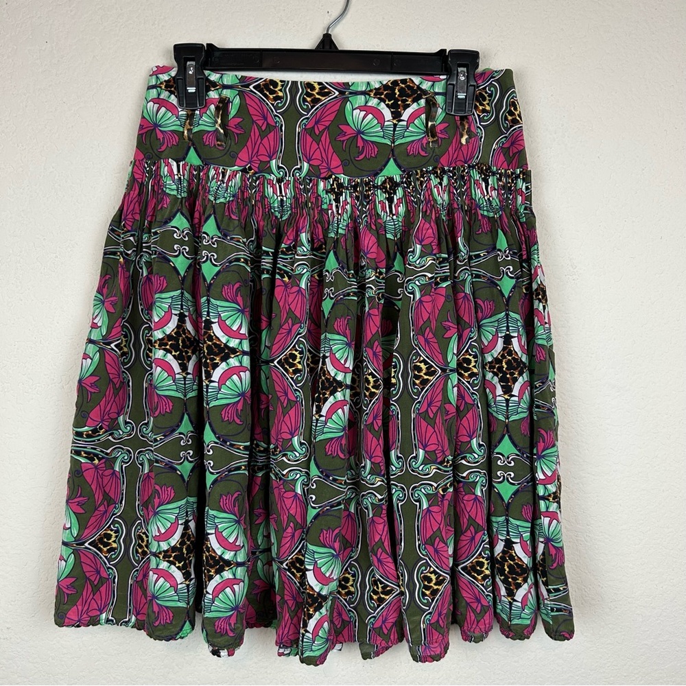 Oilily Floral Colorful High Waisted Midi A Lined Skirt